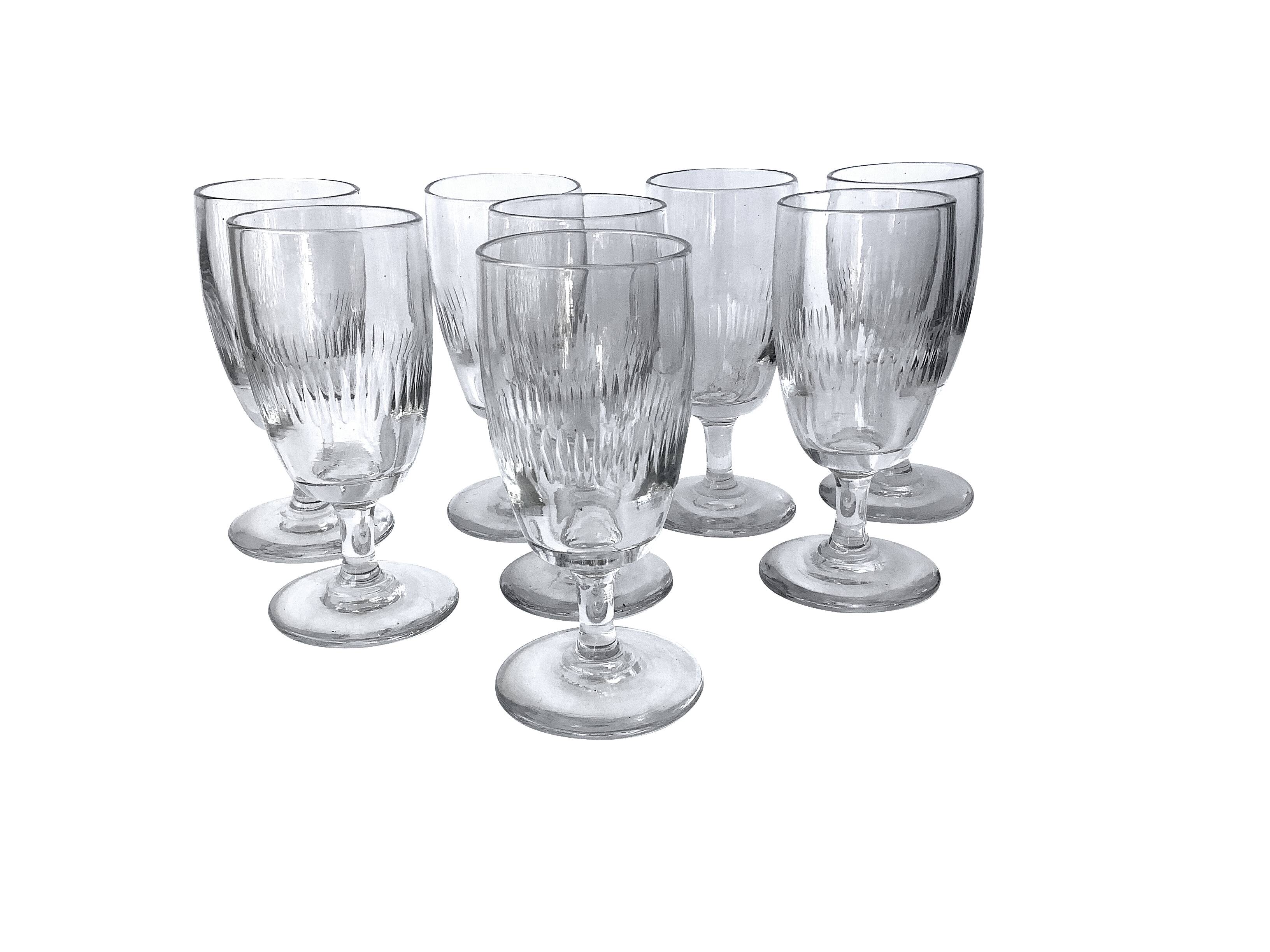 Antique wine glasses half-crystal - France circa 1900
