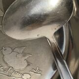 Baby plate silver metal spoon silver 30s