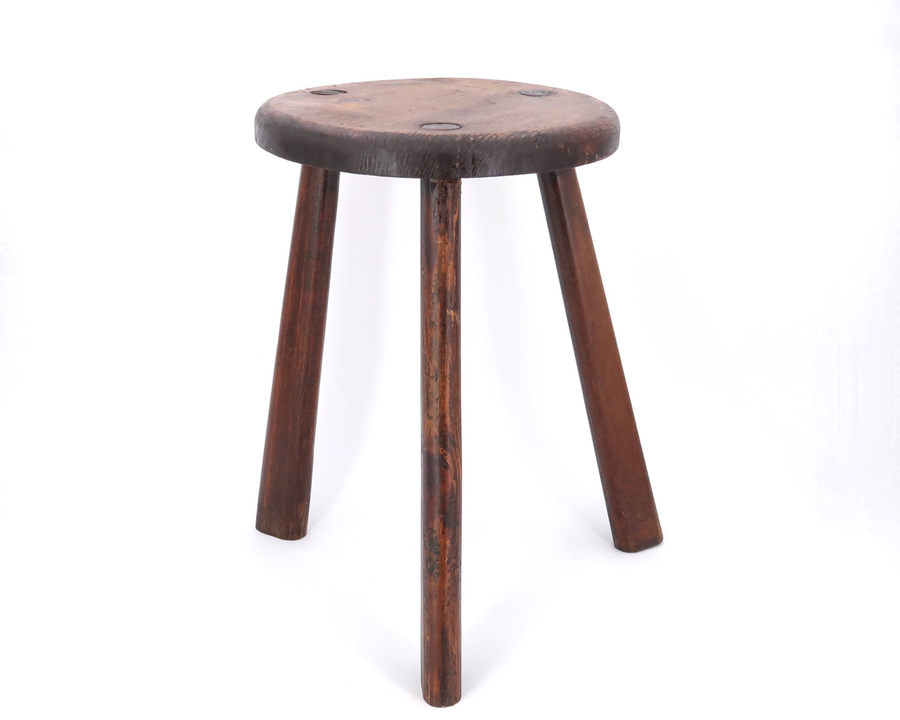 Wooden tripod stool, saber legs, popular art from the 50s