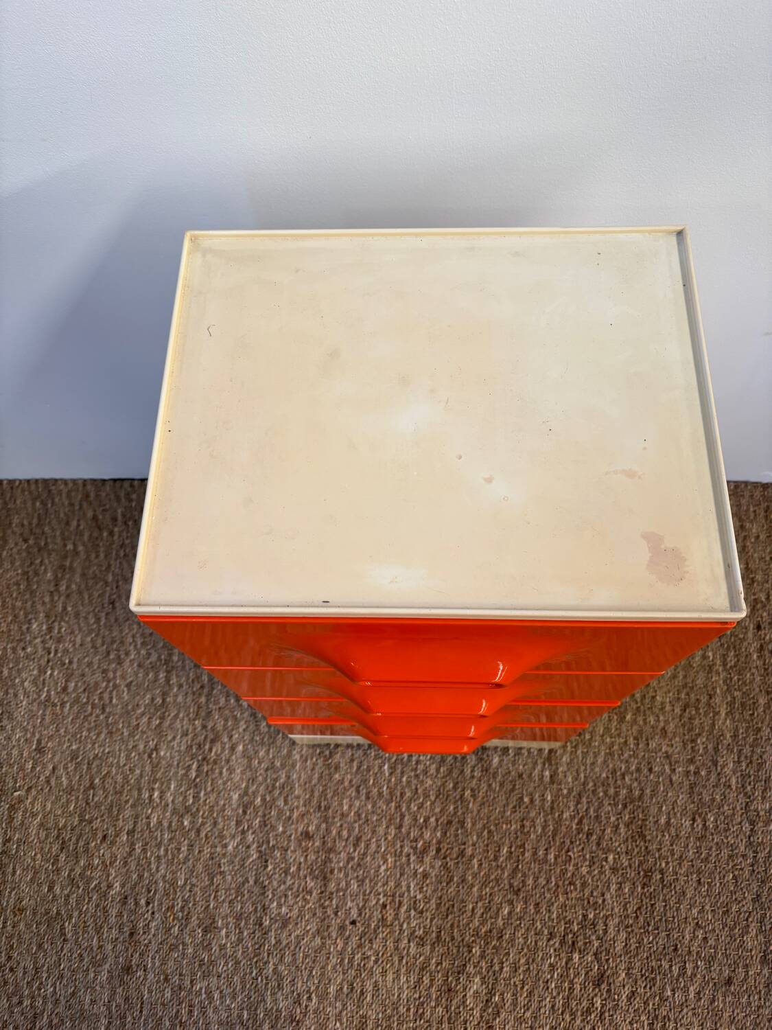 Prisunic orange chest of drawers 1970