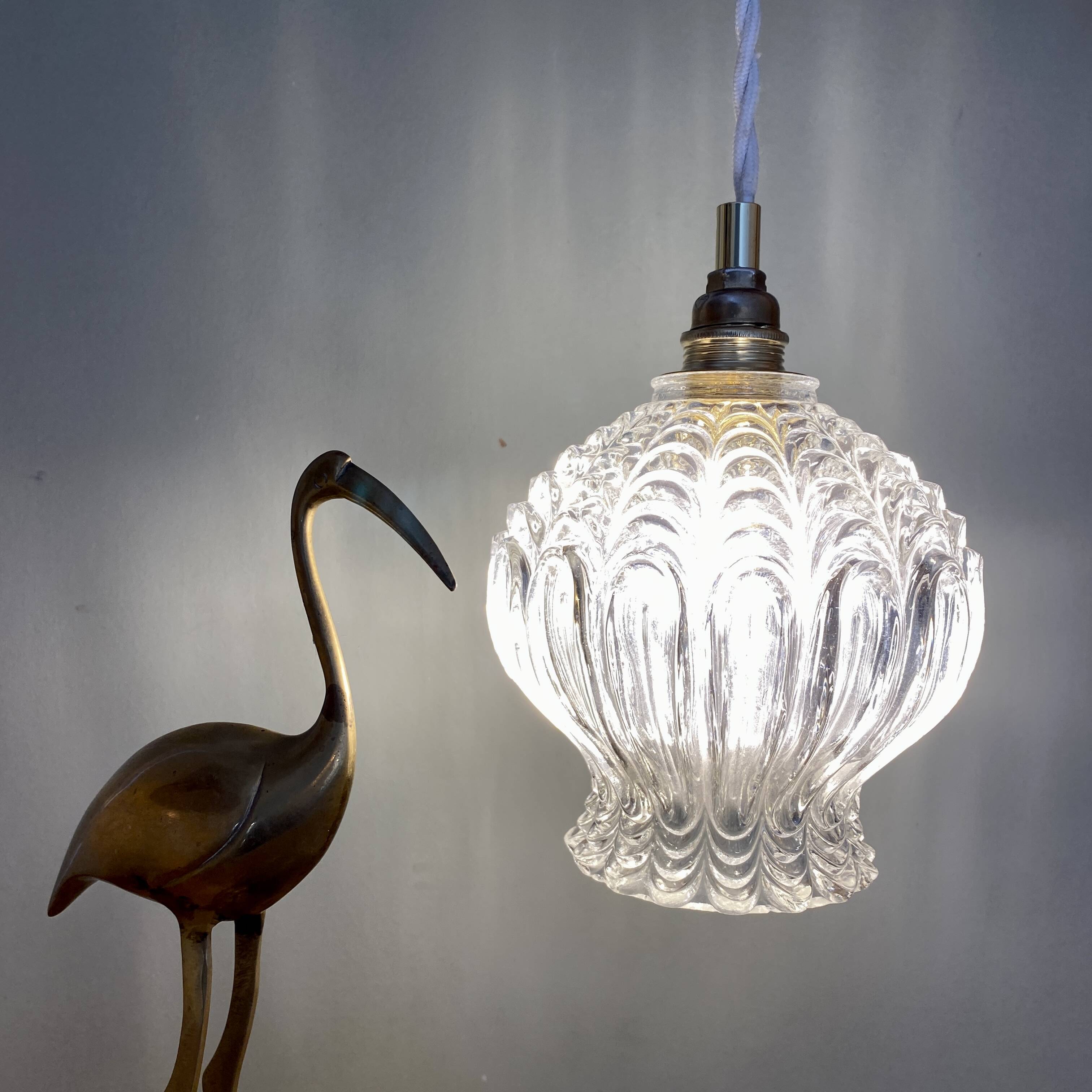 Vintage globe pendant in molded glass