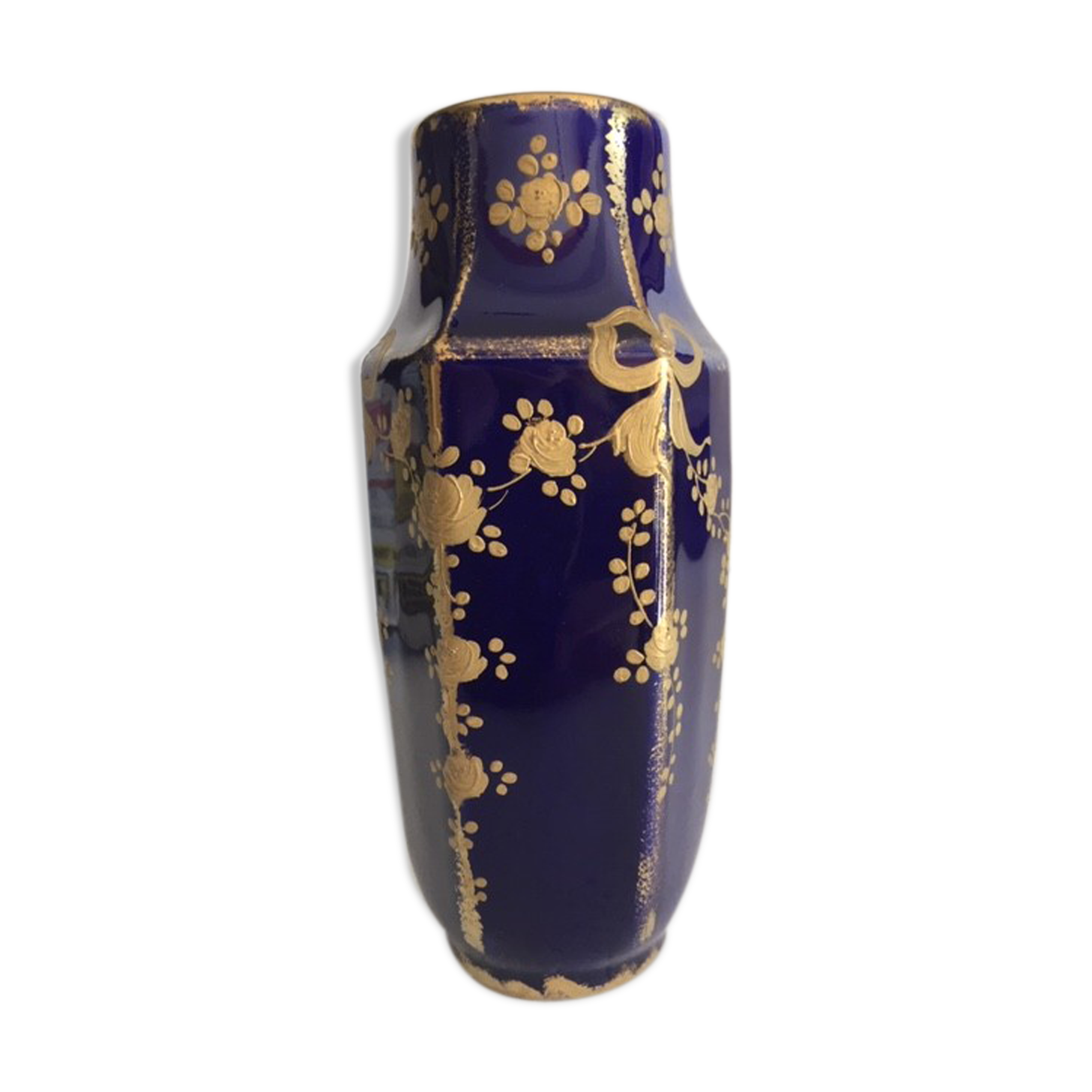 Blue gold gold oven gilding vase