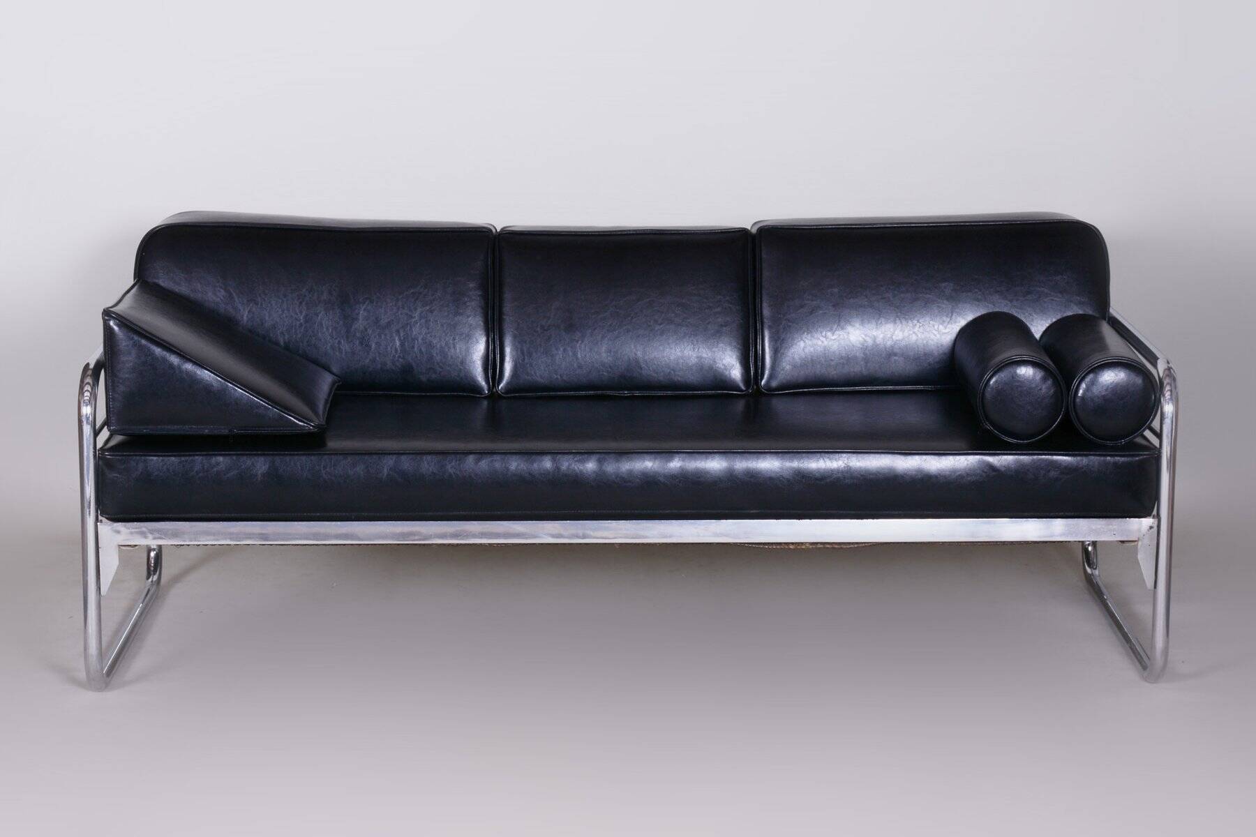 Bauhaus Sofa in Chrome and Leather by Hynek Gottwald, Czech, 1930s