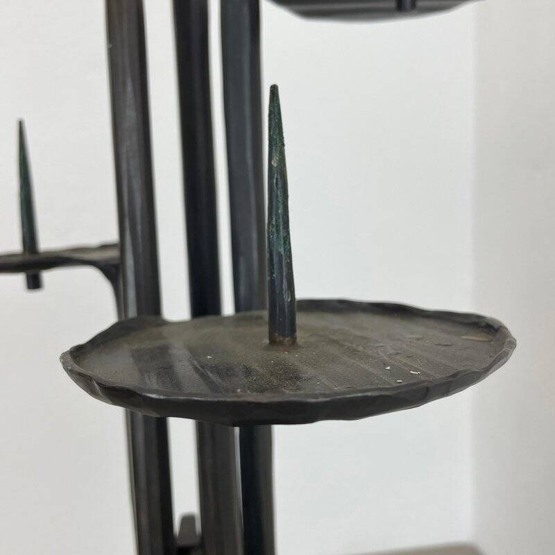 Large brutalist bronze candleholder by Manfred Bergmeister, Germany, 1970s