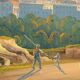 Peinture ancienne gouache avec vue sur Sorrente XIXe siècle