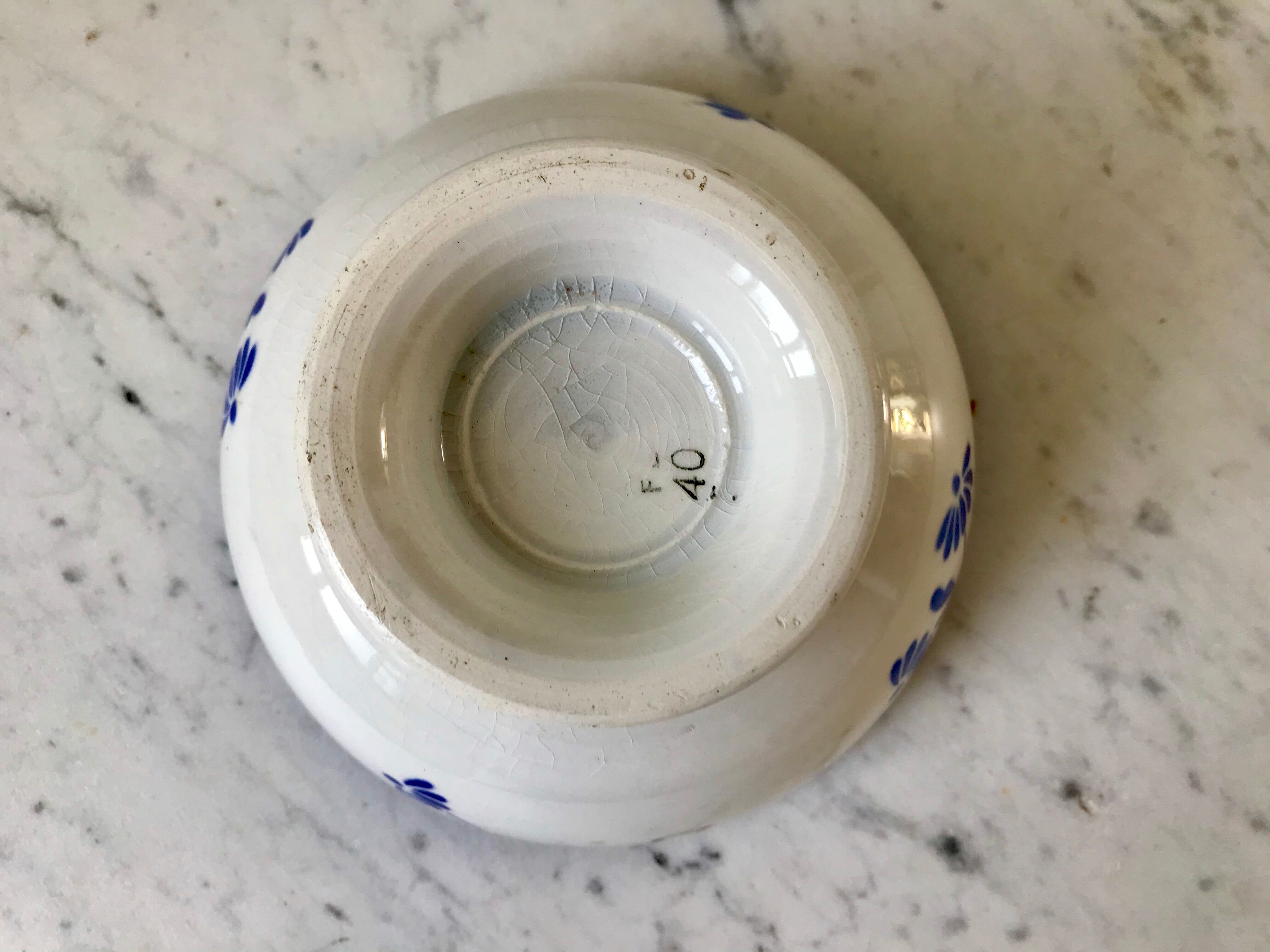bol en faïence FB Badonviller bleu années 30-40