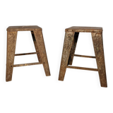 Paire de tabourets tôle anciens