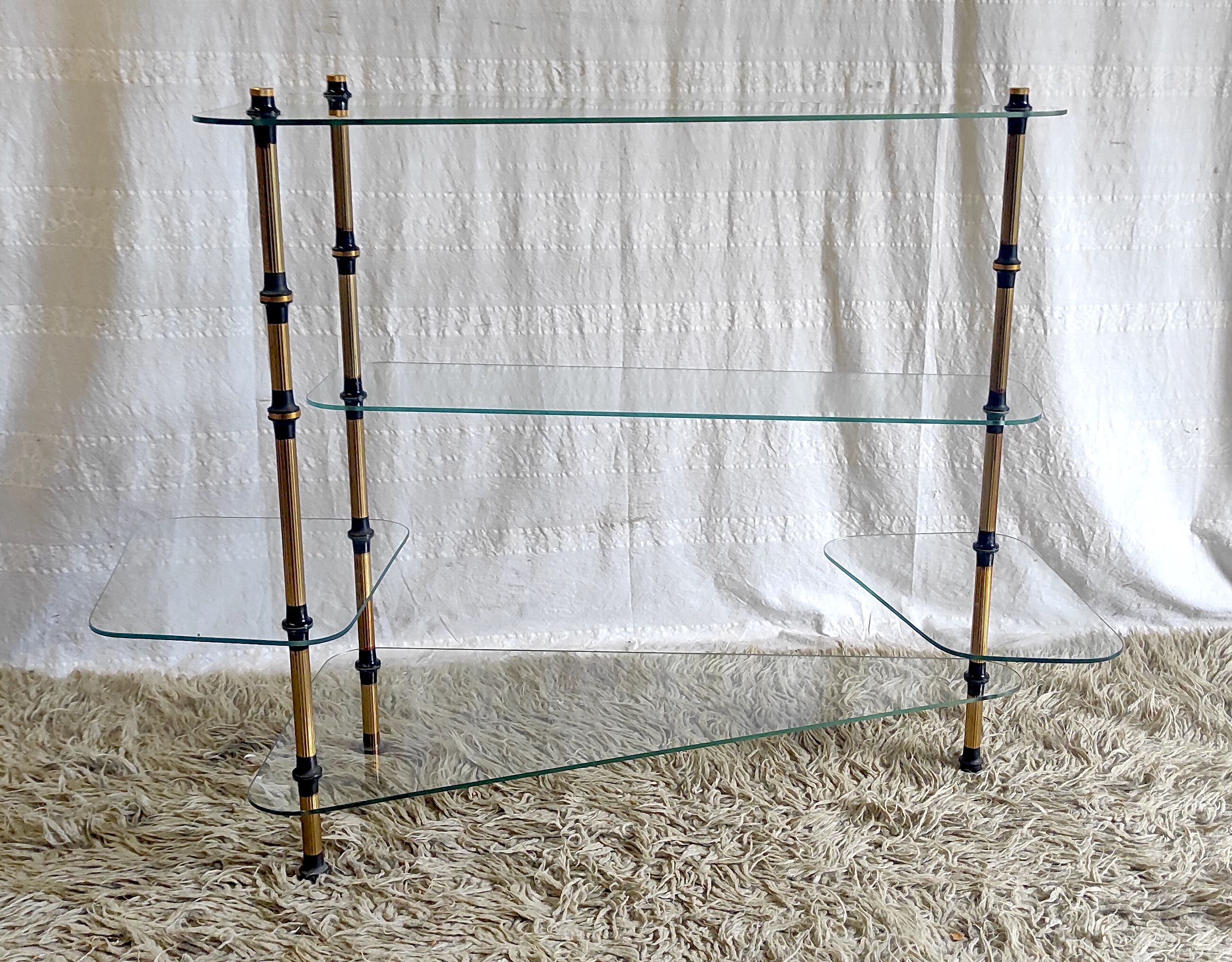 Tripod shelf in glass and gilded metal – mid. XXth