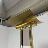 70s floor lamp in brass and smoked plexiglass, Hollywood Regency