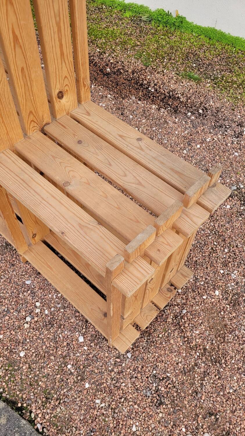 Pair of vintage pine "staircase" bookcase shelves - 1970s