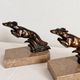 Marble and bronze metal bookends, Art Deco, greyhound, bookshelf.