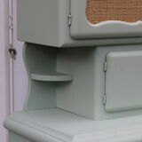 Renovated vintage Mado sideboard – Celadon green & natural cane