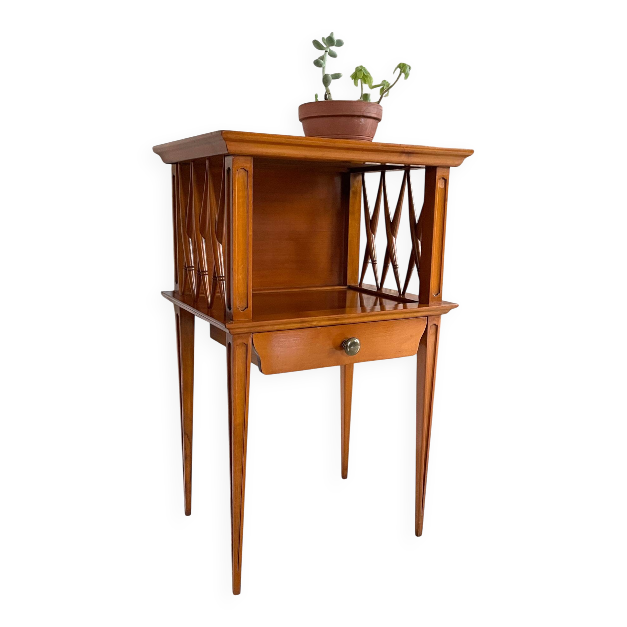 Vintage compass leg bedside table