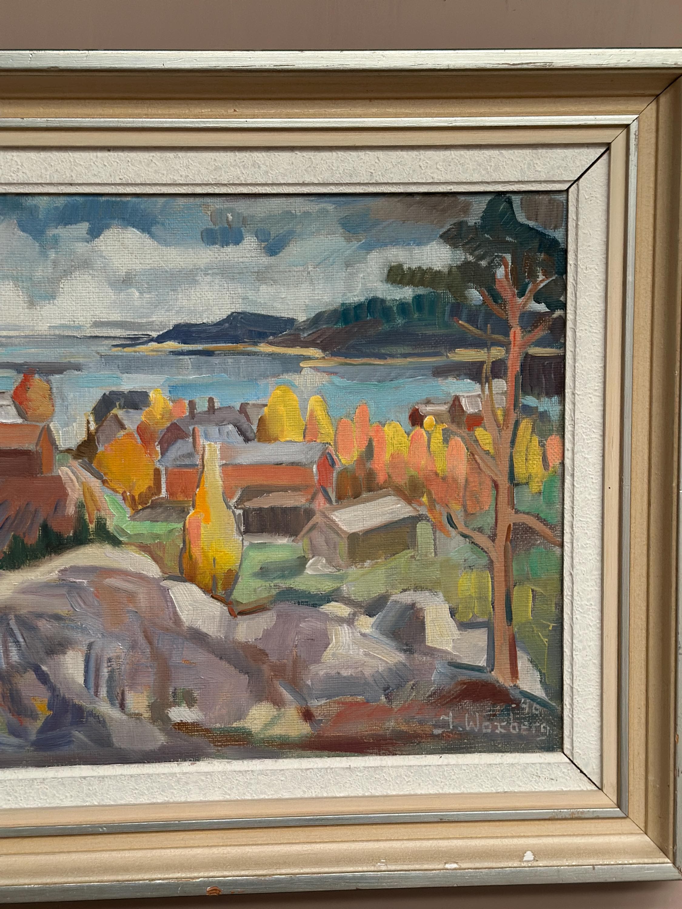 Swedish Oil On Panel "Autumn landscape" by J. Woxberg