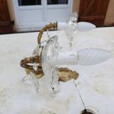 Paire d'Appliques Laiton , Verre .