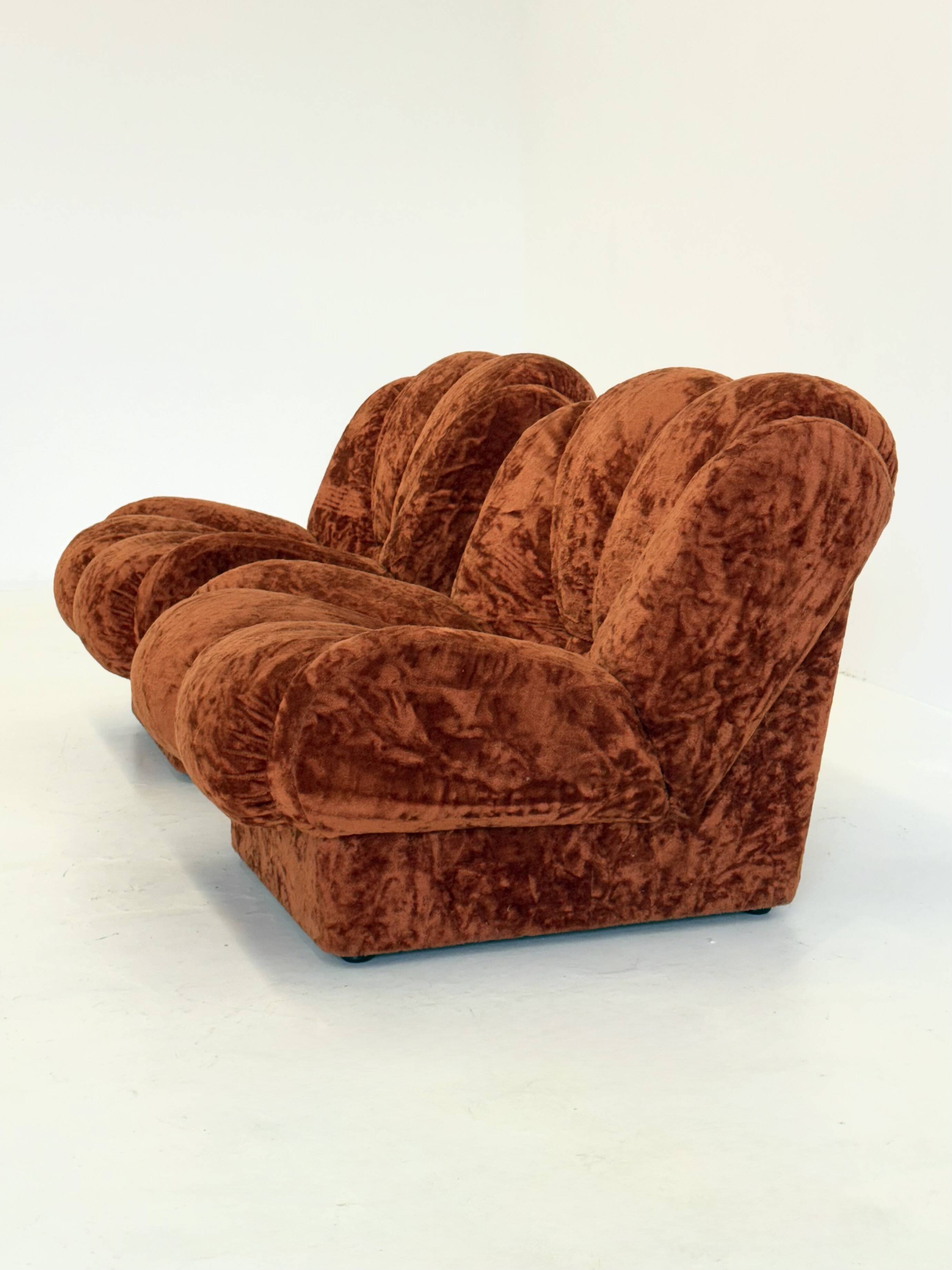Vintage Italian Space Age armchairs in orange velvet