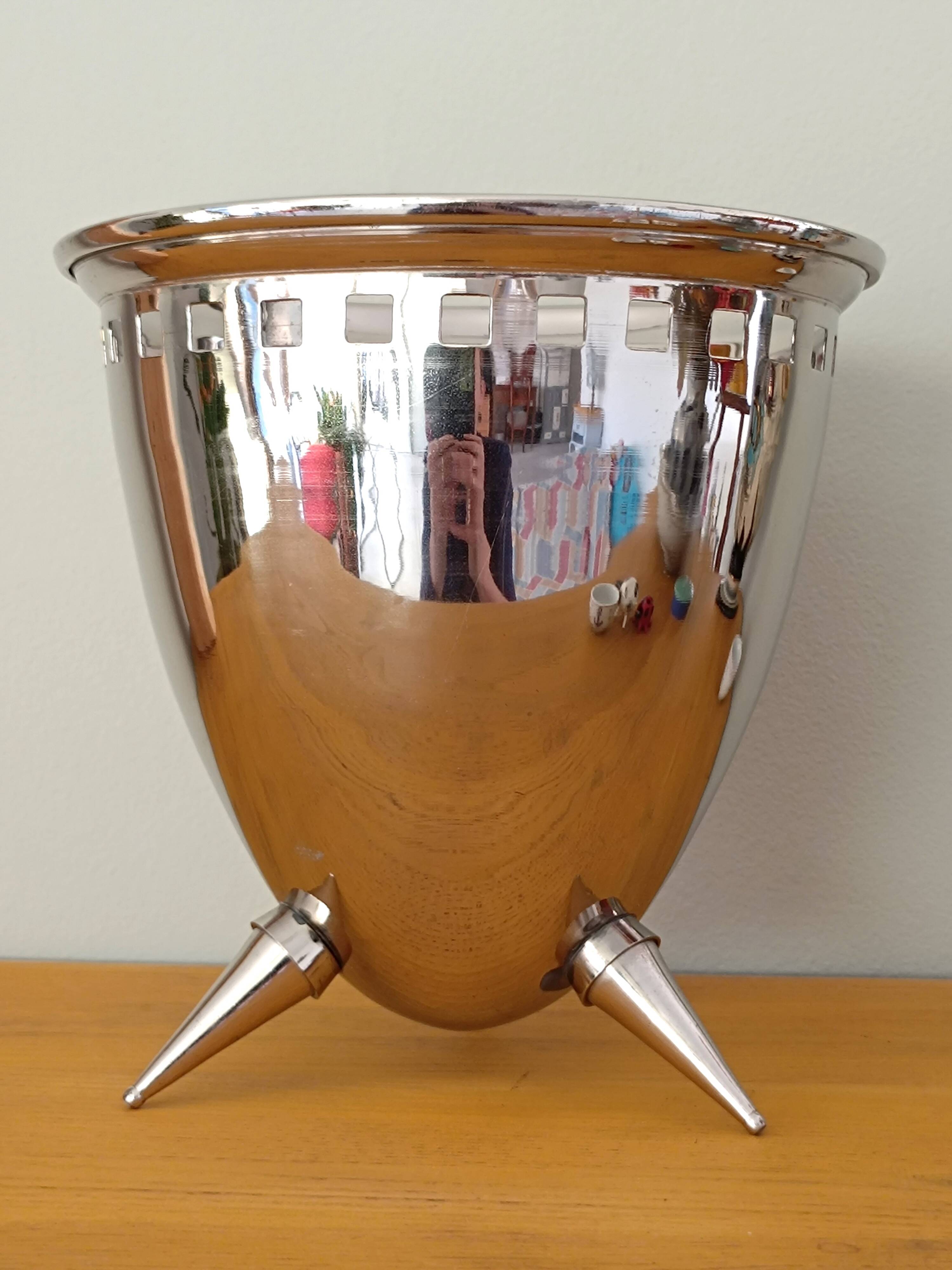 Silver metal wine cooler