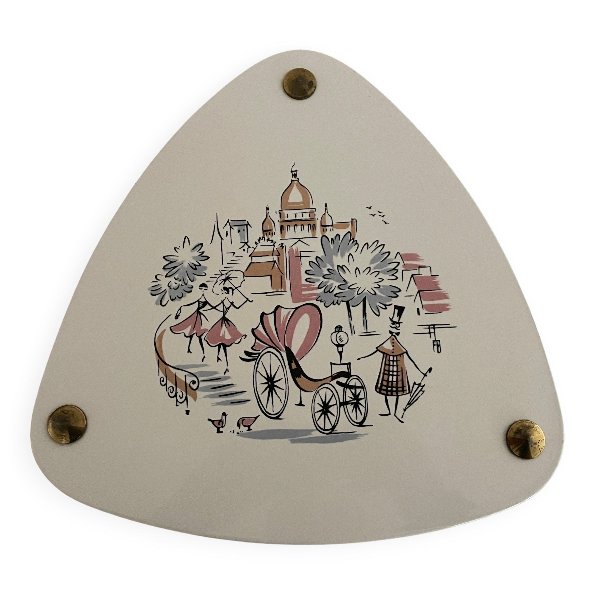 Illustrated jardinière from the mid-century with tripod legs in ceramic, 1960s, Germany.
