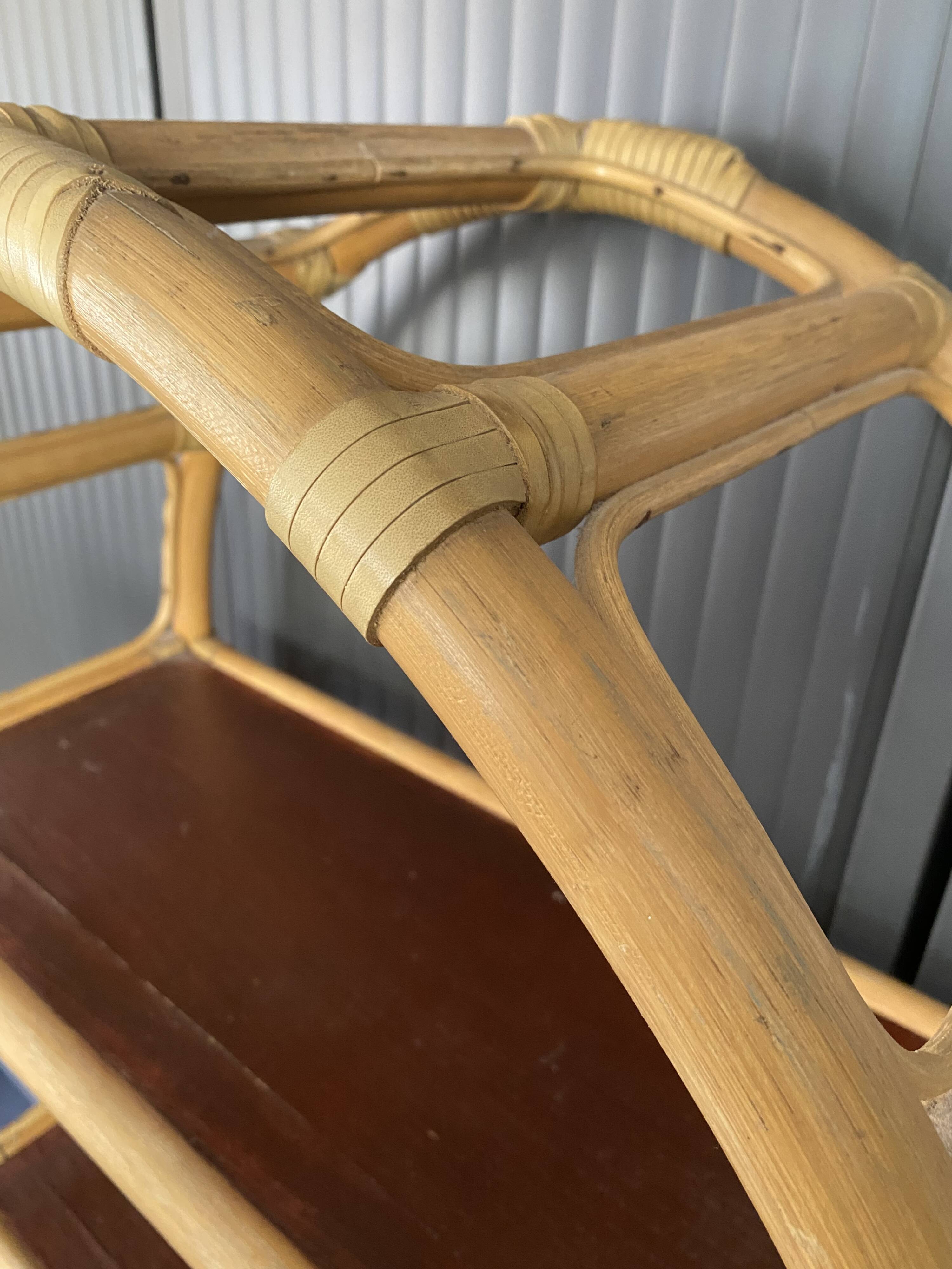 Vintage 1970s rattan bookshelf