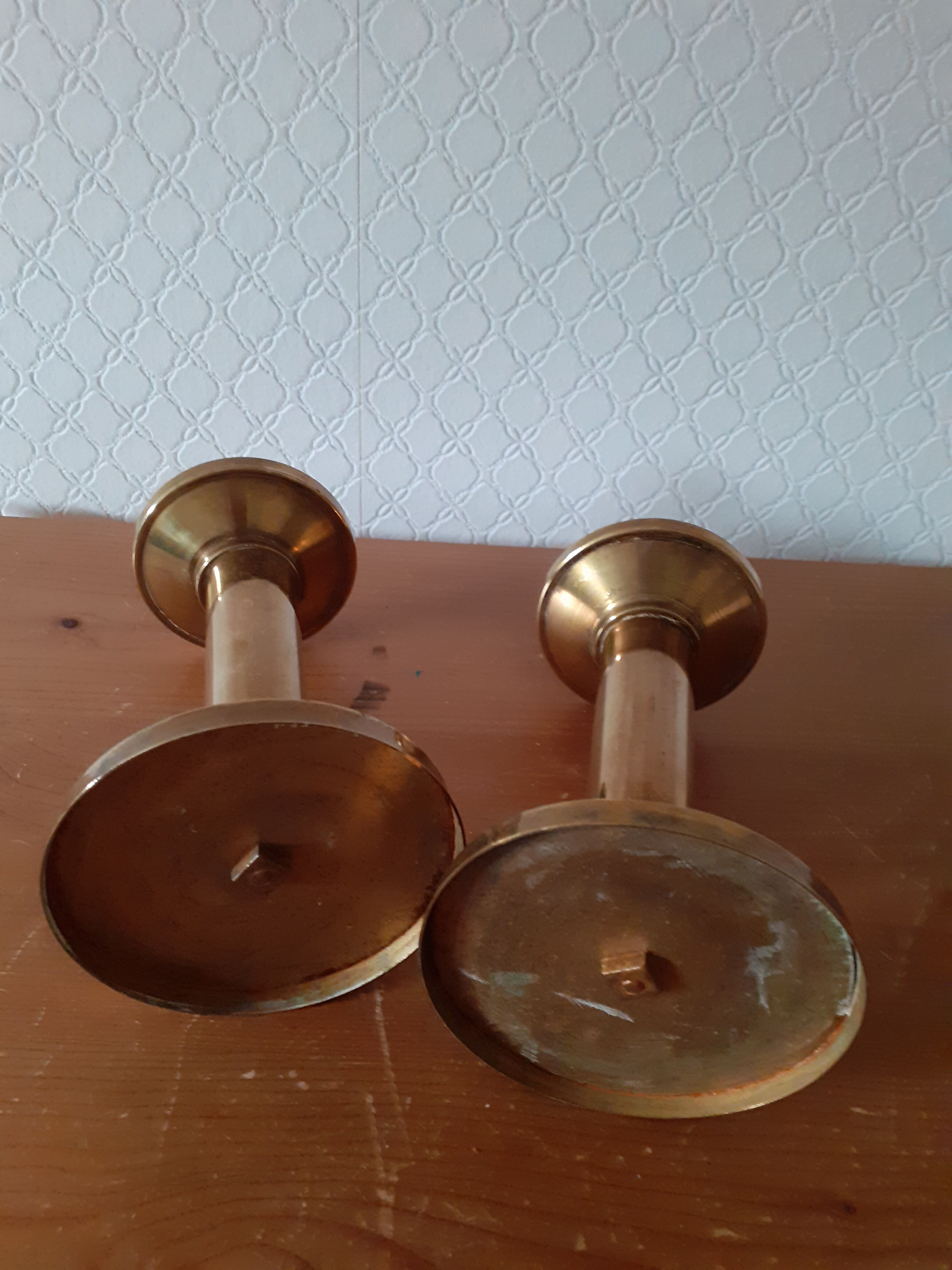 Pair of brass candle holders