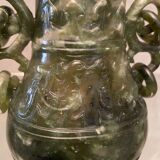 Covered pot richly carved stone jade type Far East China