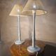 pair of grey-blue lacquered wooden bedside lamps 48x25 compliant with electrical standards