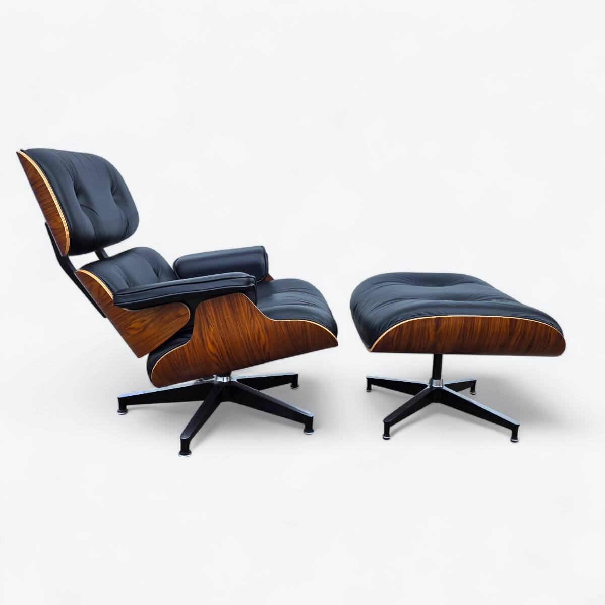 Black & Santos Herman Miller Original Eames Lounge Chair & Ottoman