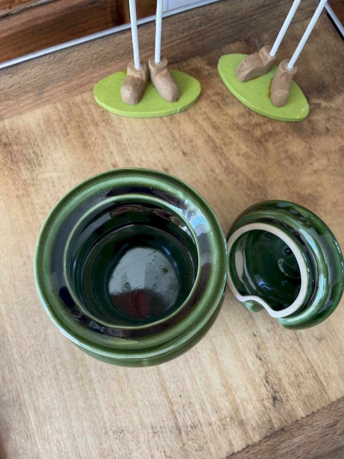 Green ceramic sugar bowl (jam bowl)