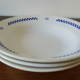 Hollow plates in earthenware Lustucru décor vintage checkerboard blue tiles