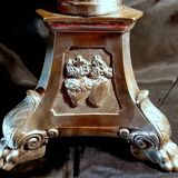 Lamp base, church candlestick in bronze, silver plated, Neo-Gothic style