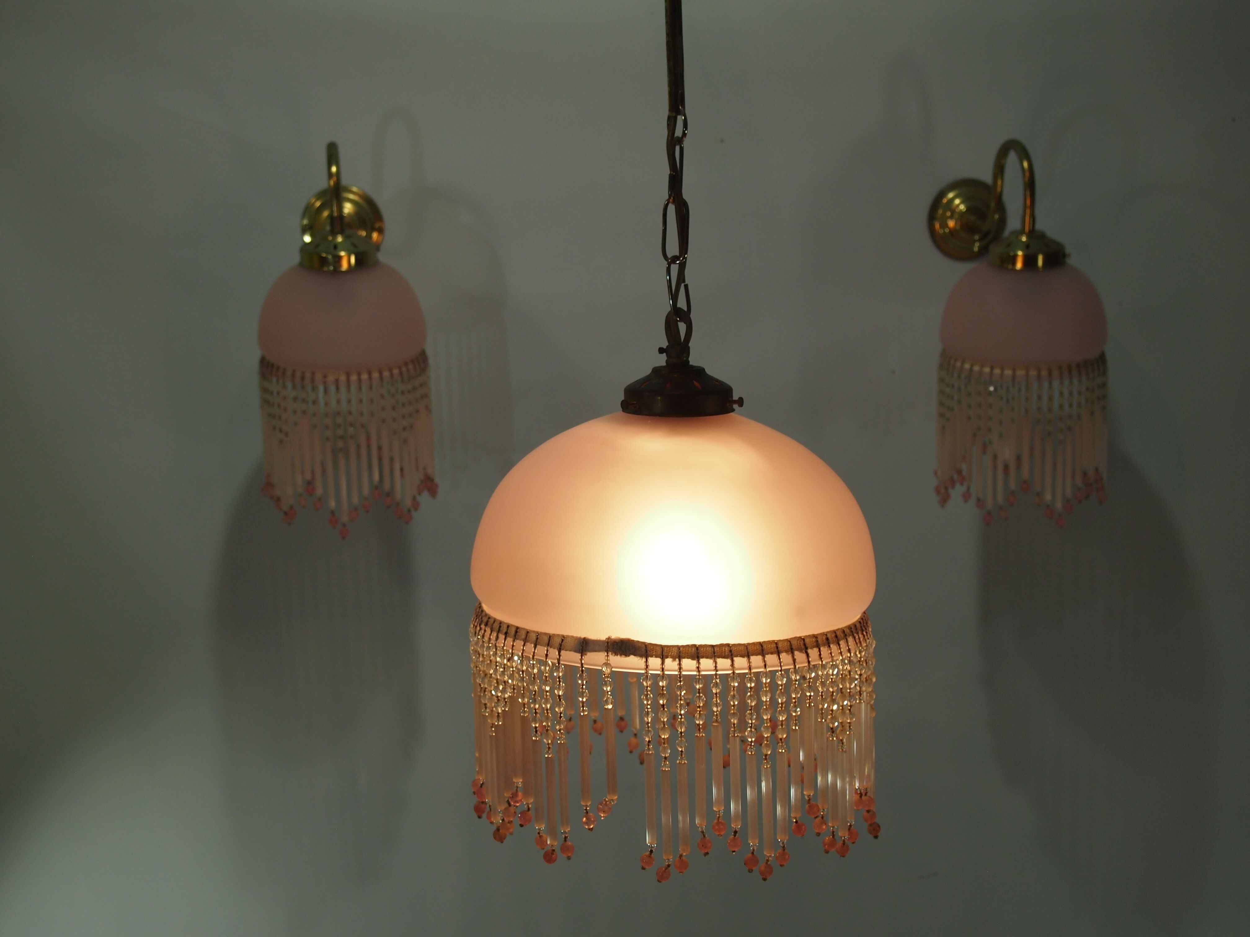 Light suspension/ beaded /vintage appliques