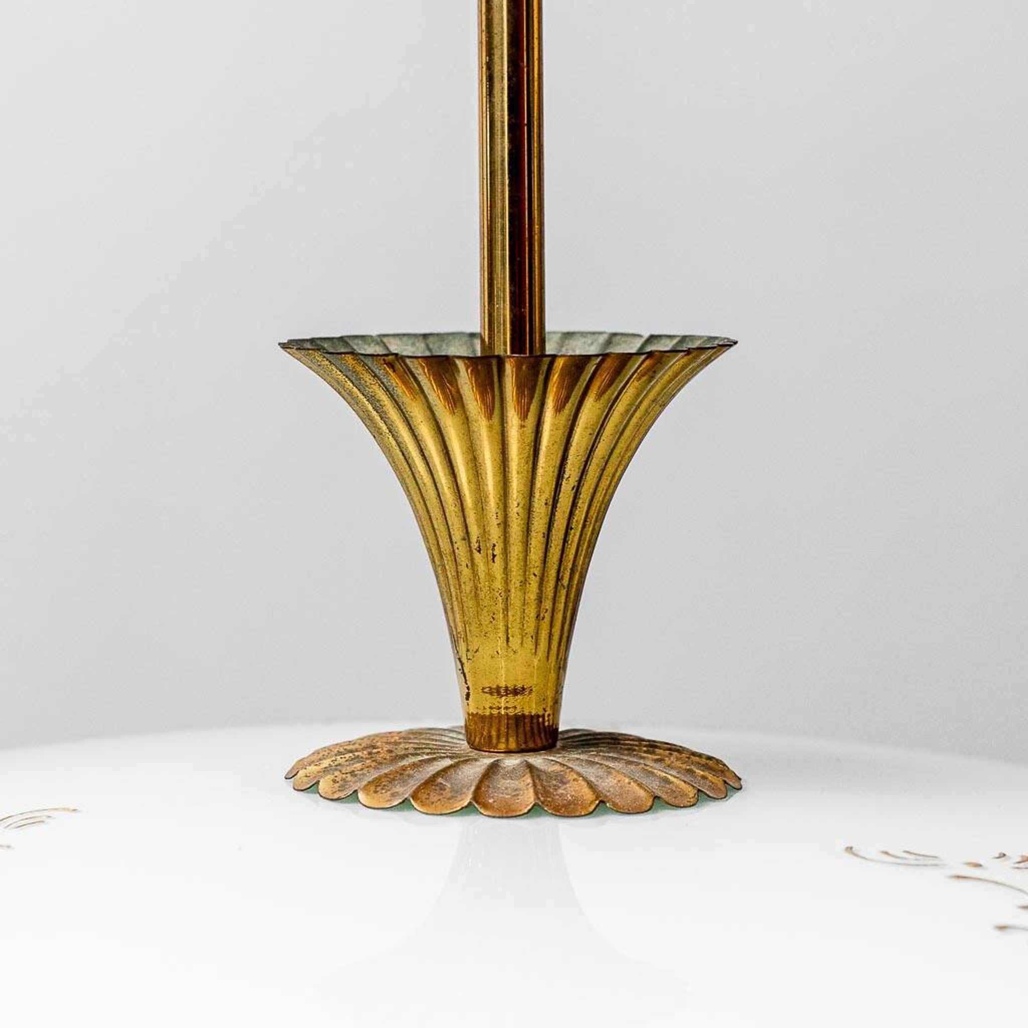 Lampe à suspension circulaire en verre ottone anni '50 vintage