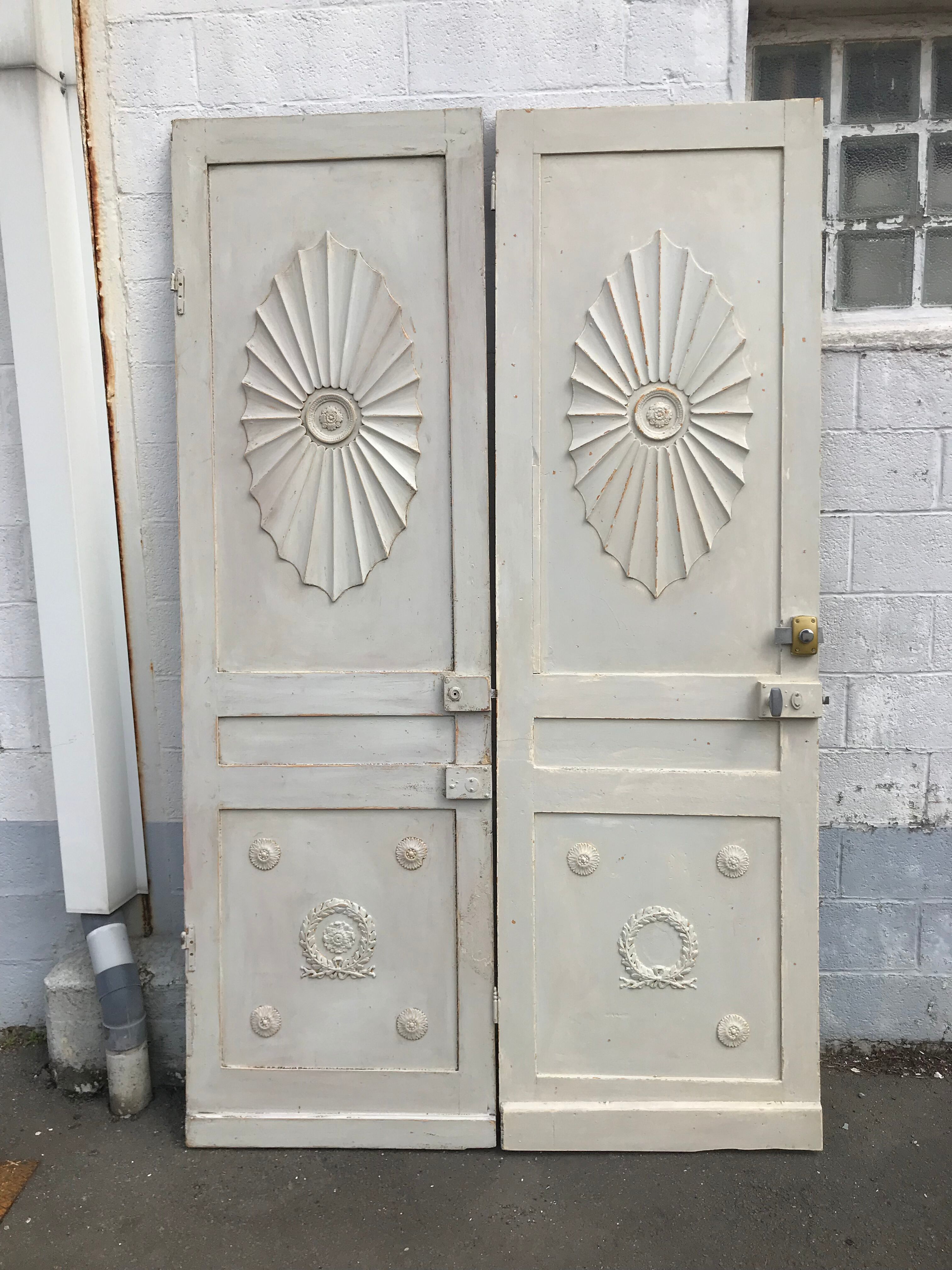 Pair of doors with wood molding