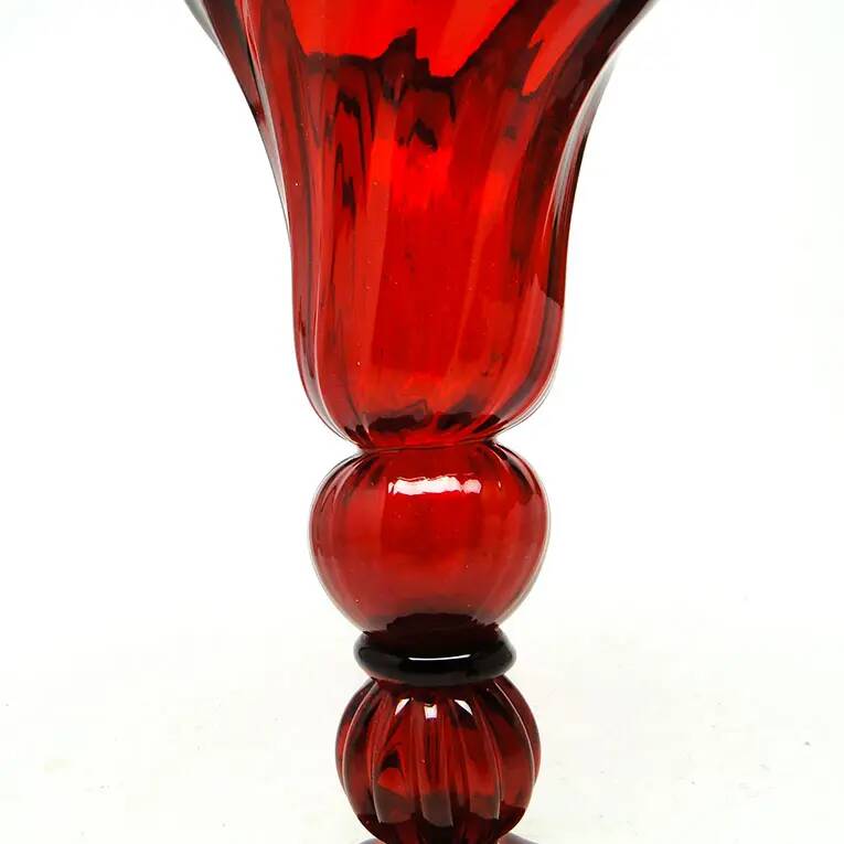 Vase, mid-century modern, red glass, designed by J. Słuczan-Orkusz, Poland, 1970s