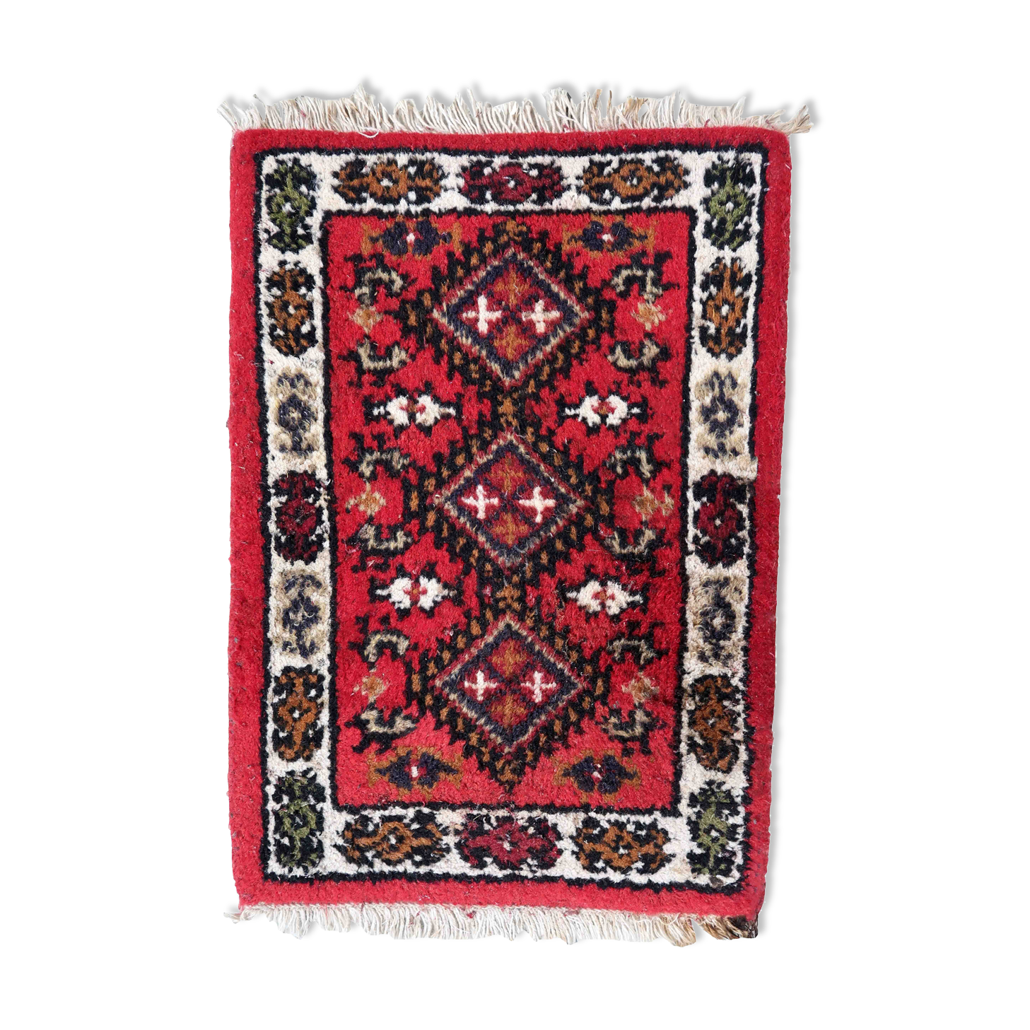 Vintage persian carpet hamadan handmade 40cm x 56cm 1970s
