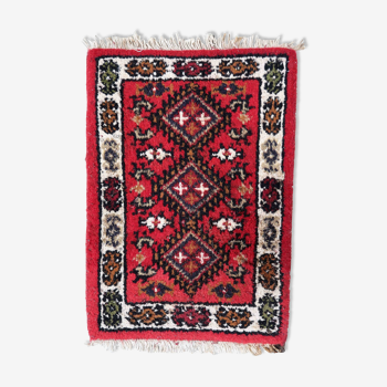 Vintage persian carpet hamadan handmade 40cm x 56cm 1970s