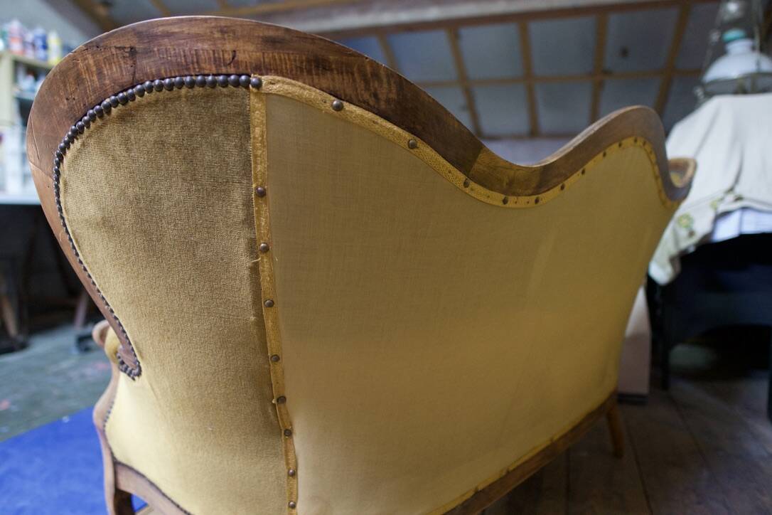 Louis-Philippe 3-seater velvet sofa - 19th century