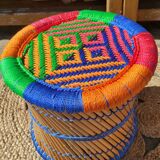 Bamboo stool and ethnic and bohemian rope