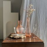 Large pink glass bud vase, H37 D18A