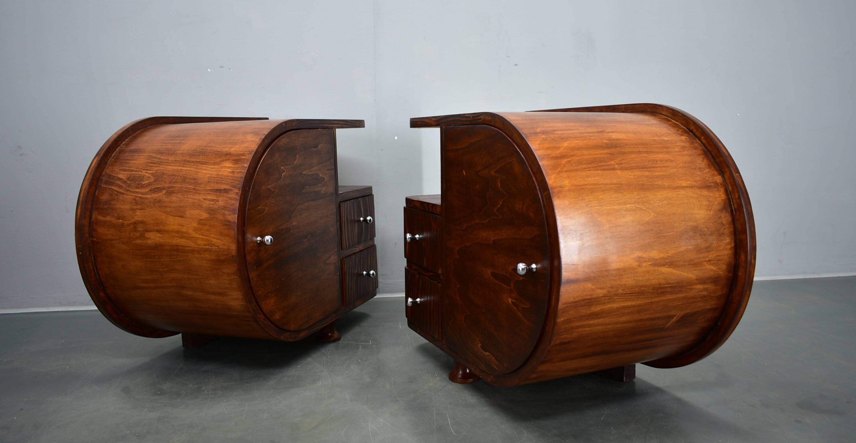 1935s pair of rare Art Deco bedside tables, Czechoslovakia