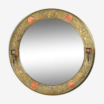 Miroir rond antique du 19ème siècle