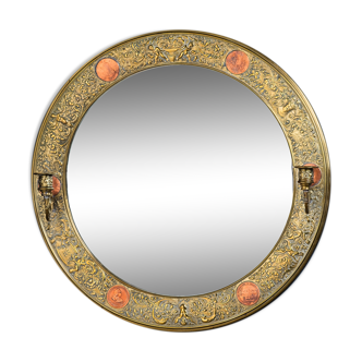 Miroir rond antique du 19ème siècle