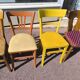 Set of 6 mismatched vintage wooden bistro chairs