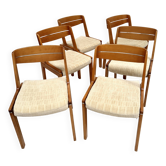 Set of 6 beige fabric chairs