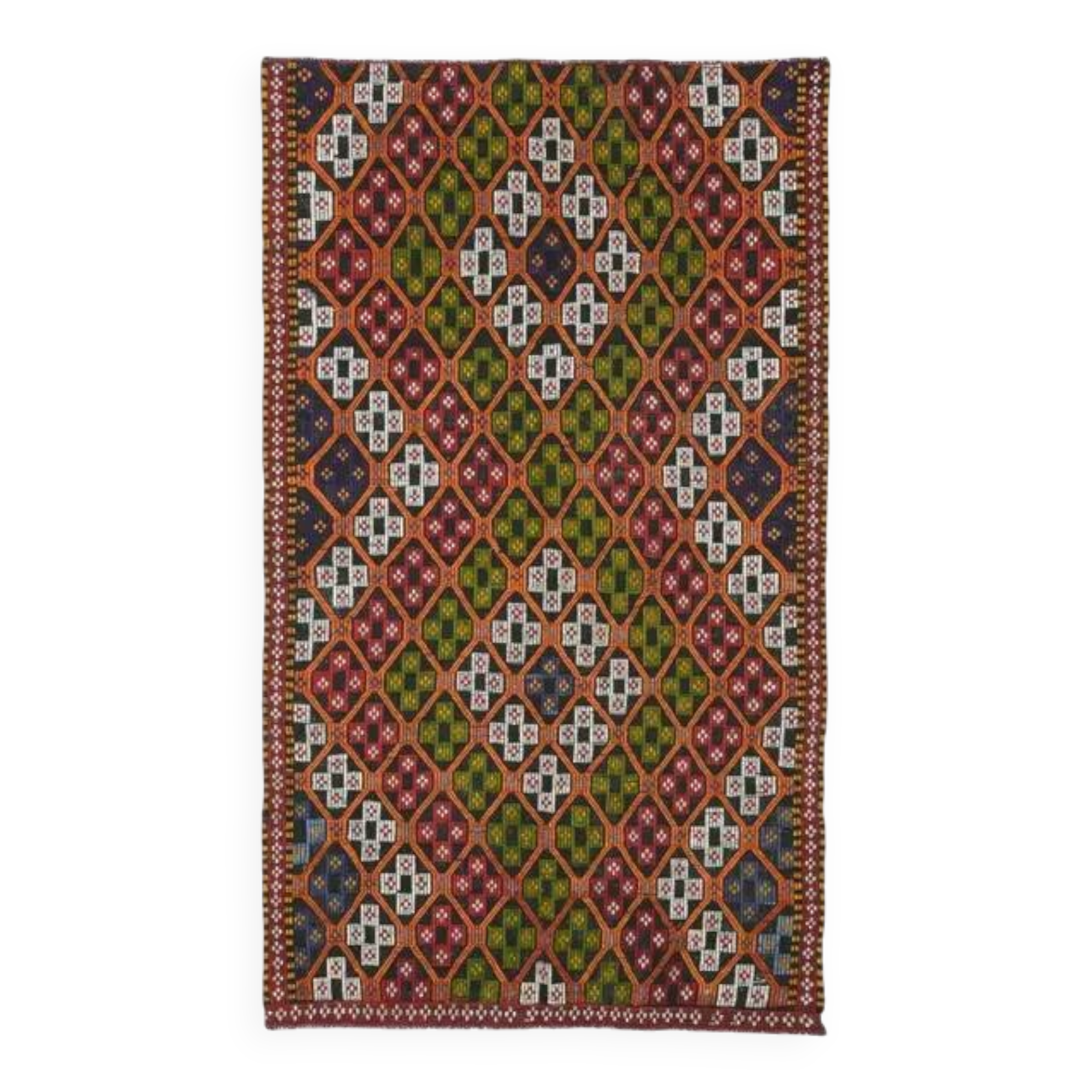 1970s Vintage Turkish Hand-Knotted Wool Cotton Brown Area Rug 159x278