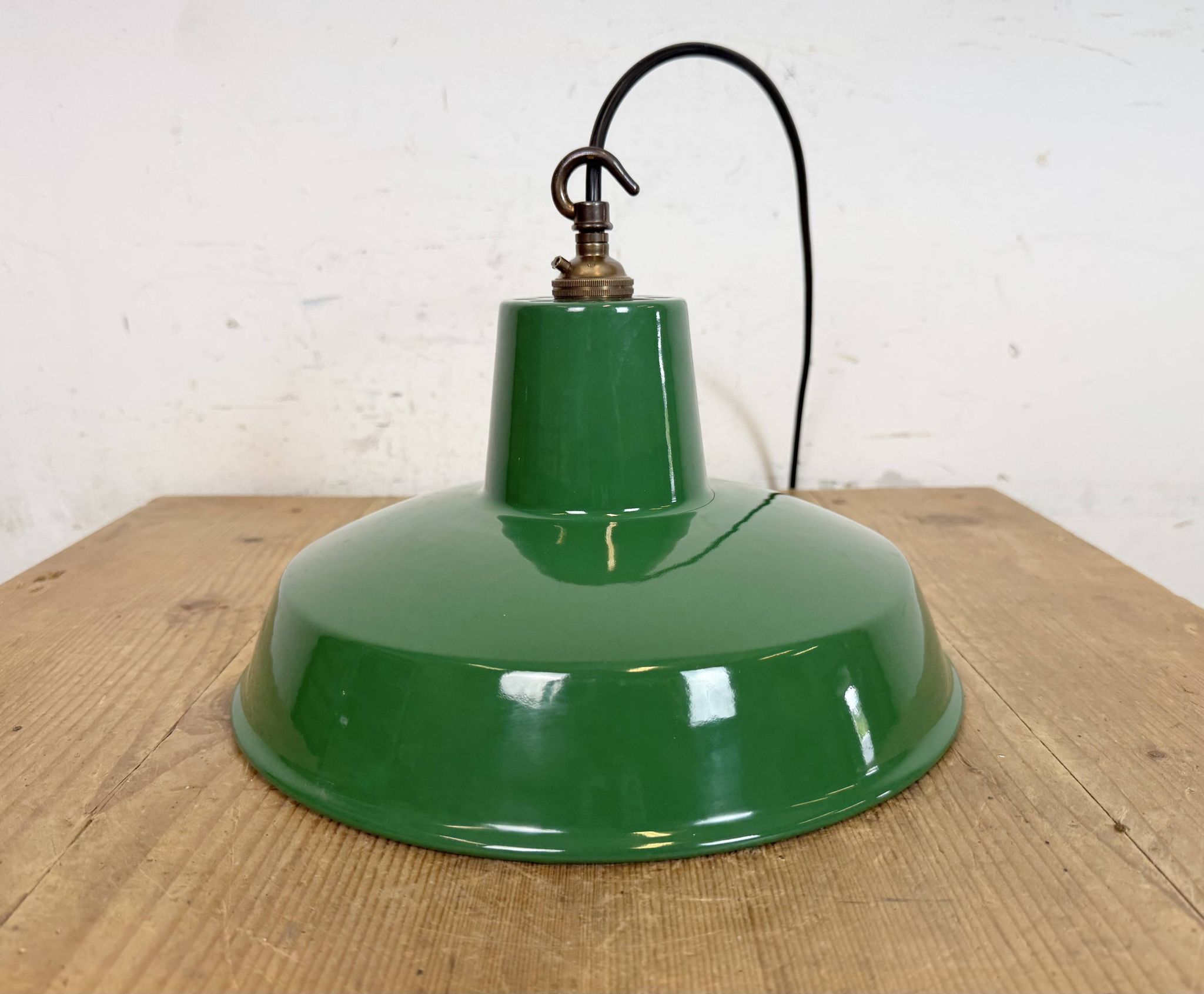 Industrial Green Enamel Factory Pendant Lamp , 1960s