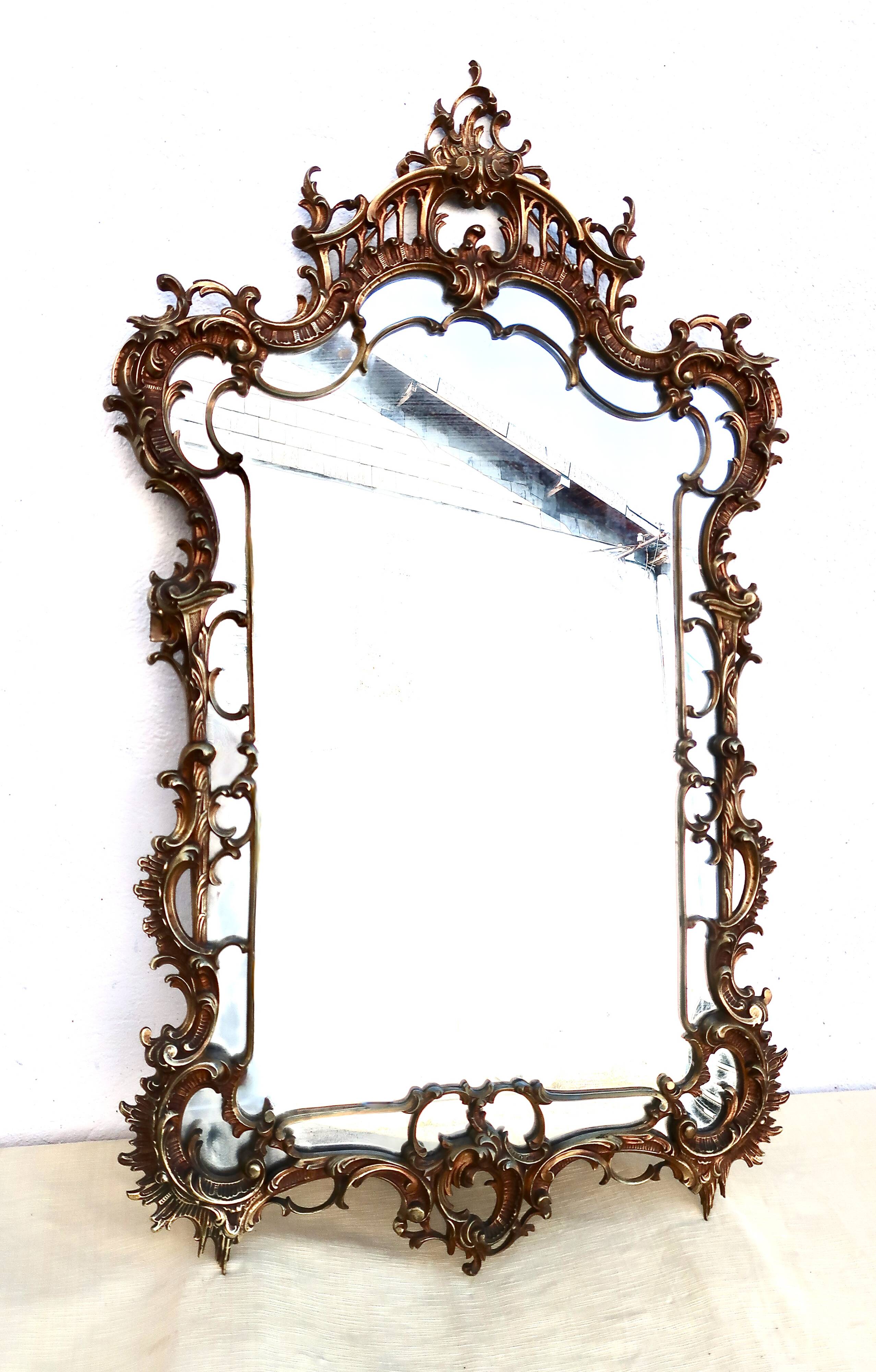19th century baroque bronze mirror h= 104 cm