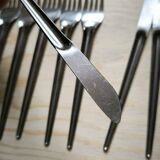 Set of 12 vintage design stackable stainless steel knives and forks
