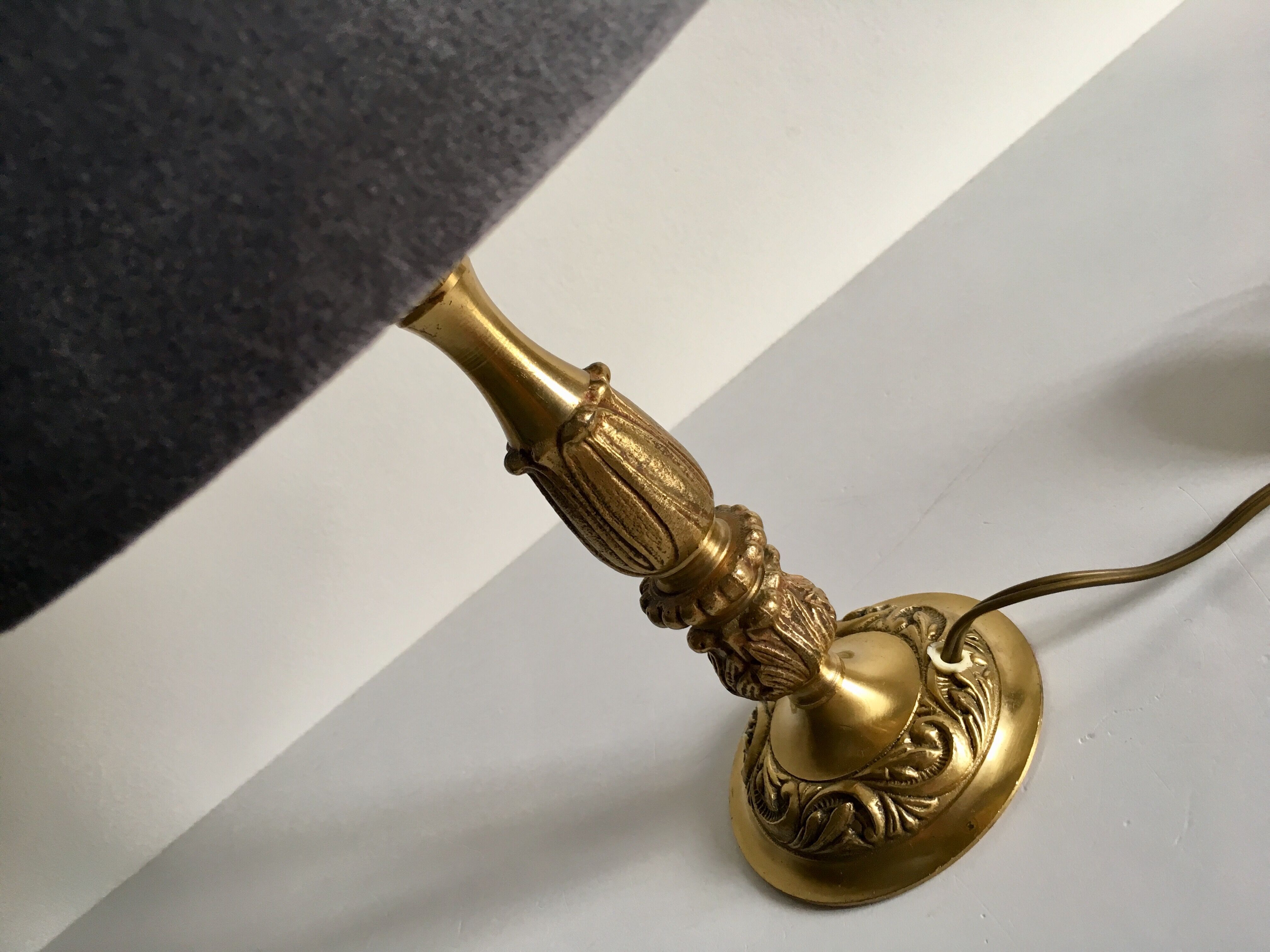 Solid brass and velvet lamp