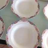 Suite of six hollow plates décor baskets of roses by Digoin Sarreguemines vintage 50s-60s
